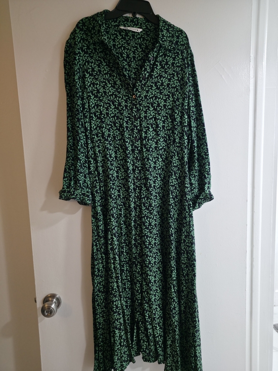 Zara Dresses & Skirts - Zara Green Leaf-Print Maxi Dress